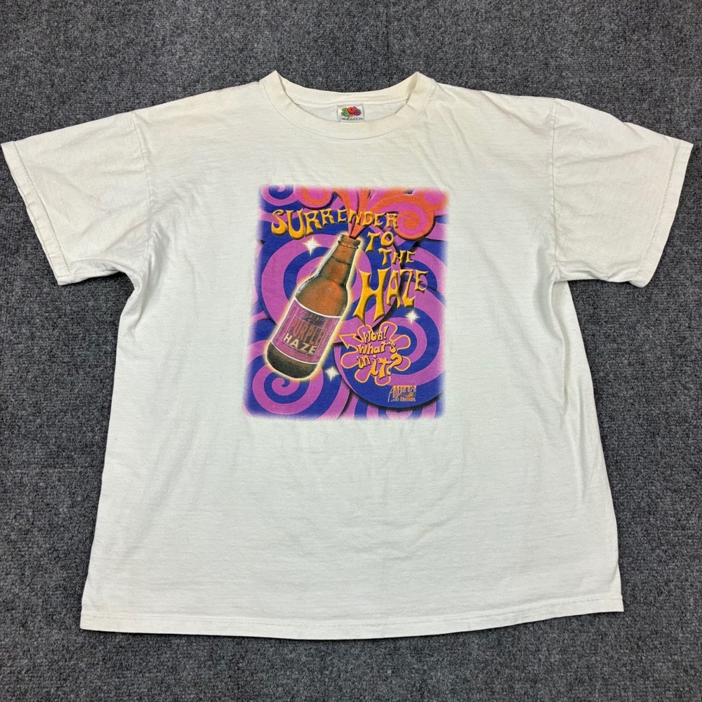 Abita Beer Purple Haze T-Shirt Mens XL White Surrender to the Haze Graphic Tee